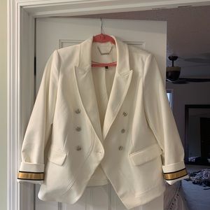 White House Black Market Size 14 Black Peplum Ruffle Blazer